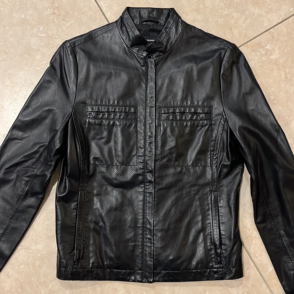 CLUB MONACO Leather Moto Jacket Sz S/P